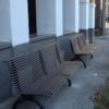 Parkbank Rest recht 6 Parkbanken model REST gecoat in een fraaie Corten kleur